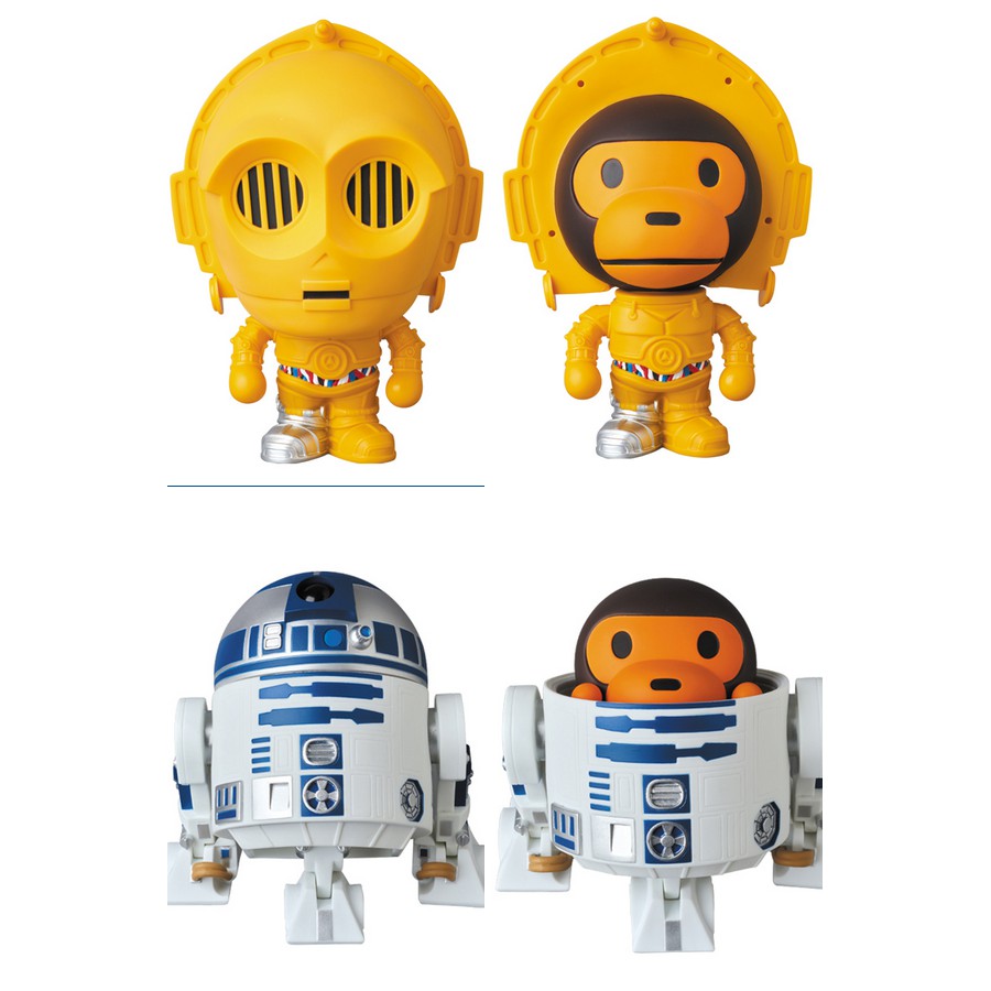 明星花鹿水 BAPE 星際大戰 C-3PO R2-D2 聯名款 A BATHING APE (1黃+1白=1組=未使用)