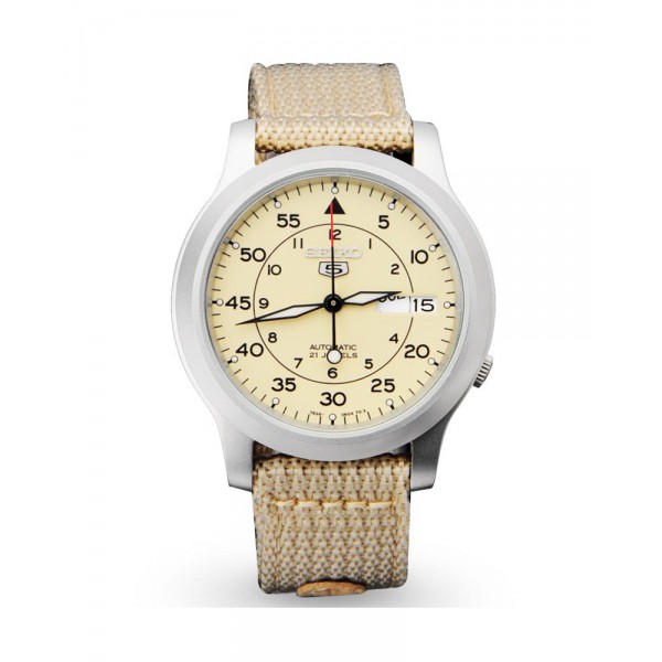 SEIKO手錶 SNK803K2 精工表 盾牌5號 米色帆布 軍用機械錶 全新原廠正品