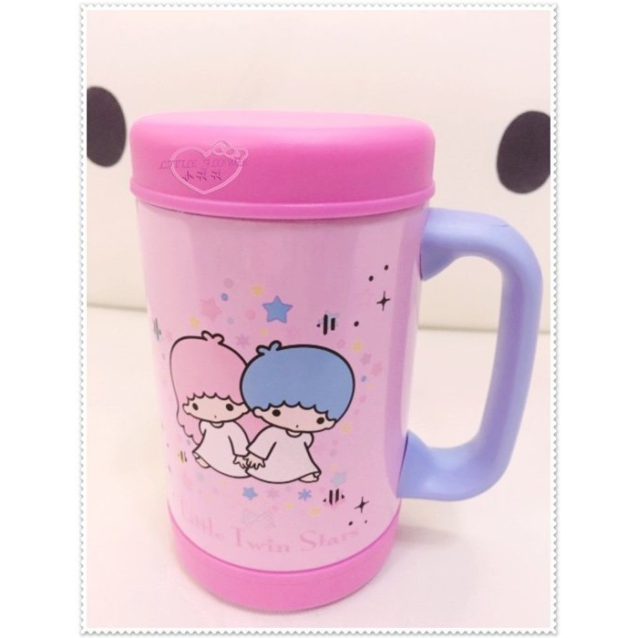 小花花日本精品 Hello Kitty 雙子星不鏽鋼保溫杯 隨手杯 隨手瓶 附蓋 桃色雲朵鞦韆 11240600
