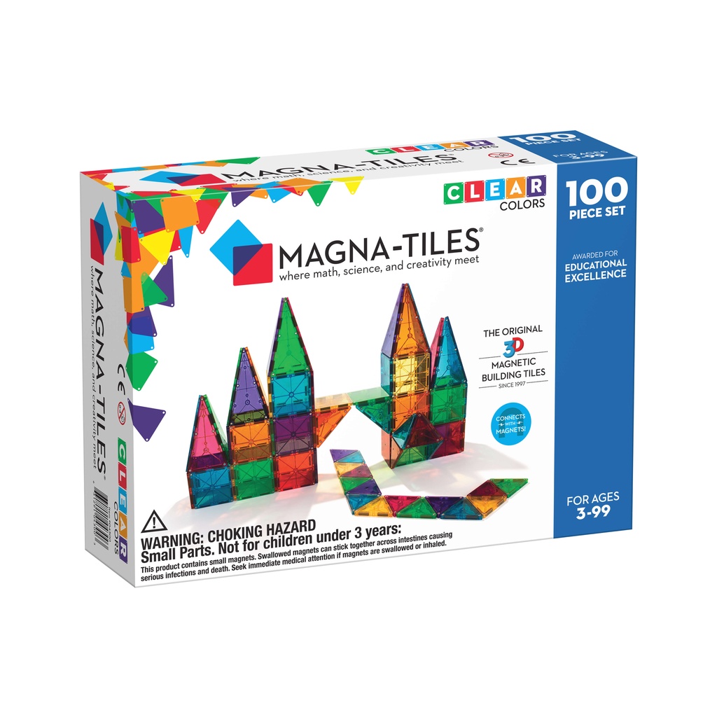 美國Magna Tiles - 透光彩色磁力片【100片】STEM認證 磁力積木  磁力片 兒童積木 兒童禮物