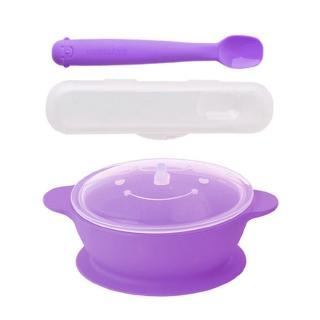 韓國 sillymann 100%鉑金矽膠防滑點心食物儲存碗+餵食湯匙(4個月)-葡萄紫[免運費]