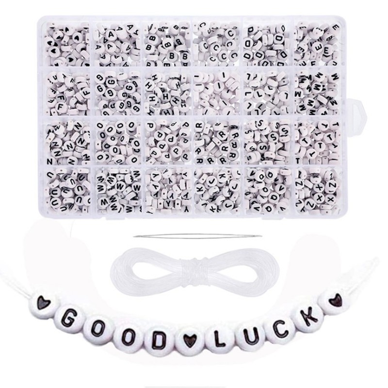 1200 件字母珠字母珠 DIY 玩具拼圖項鍊手工串珠套裝教育