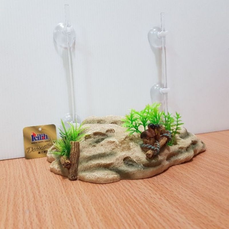 🎊 雙鳥浮島 飾品 (尺寸:24.5*11.5*7.5cm)浮台 曬台 烏龜 造景裝飾 魚缸擺設 水族飾品 魚缸佈置