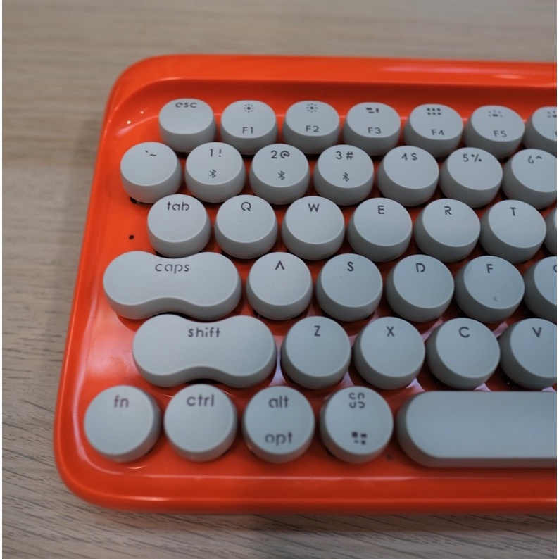 近全新 LOFREE 洛斐 DOT 圓點無綫藍牙機械鍵盤 青軸 復古打字機 橙色限量版