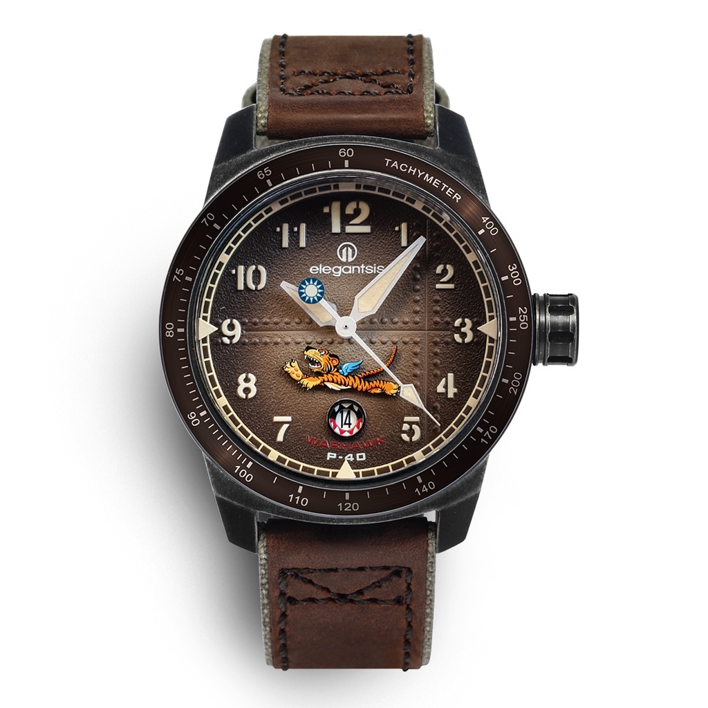 Elegantsis愛樂時 飛虎隊限量機械錶 棕褐色 45.5mm  ELJX48MAS-FT-NEB03LC 公司貨