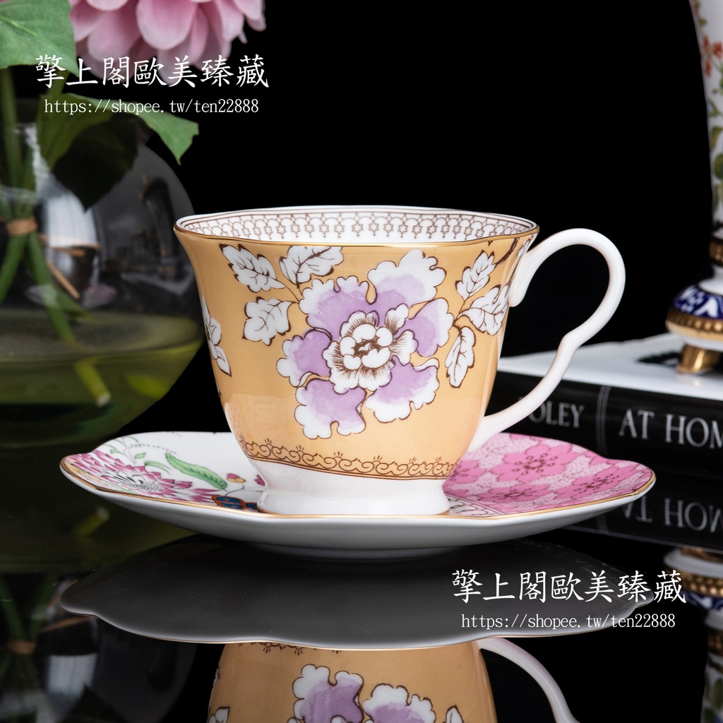 【擎上閣】全新盒裝英國wedgwood 皇室瓷器春之禮讚骨瓷咖啡杯盤組 生日禮物