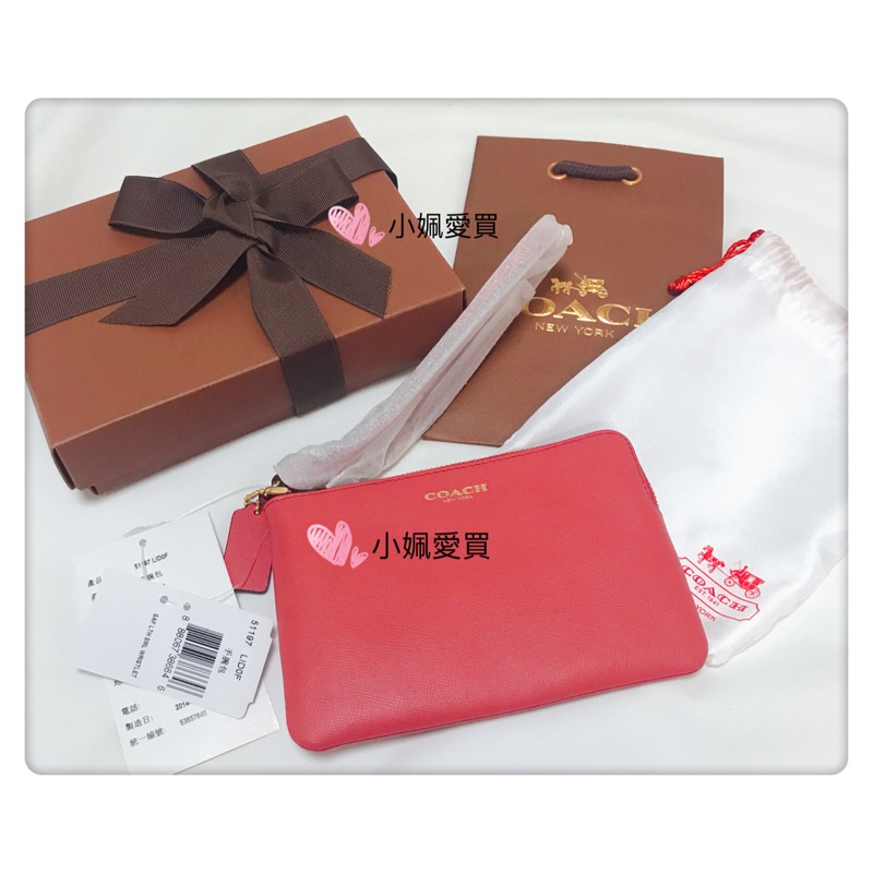 全新購於台灣Coach 壓紋L型拉鏈皮革手拿包 乾燥玫瑰色 莓紅色 荔枝防刮紋 零錢包 鑰匙包 粉嫩色