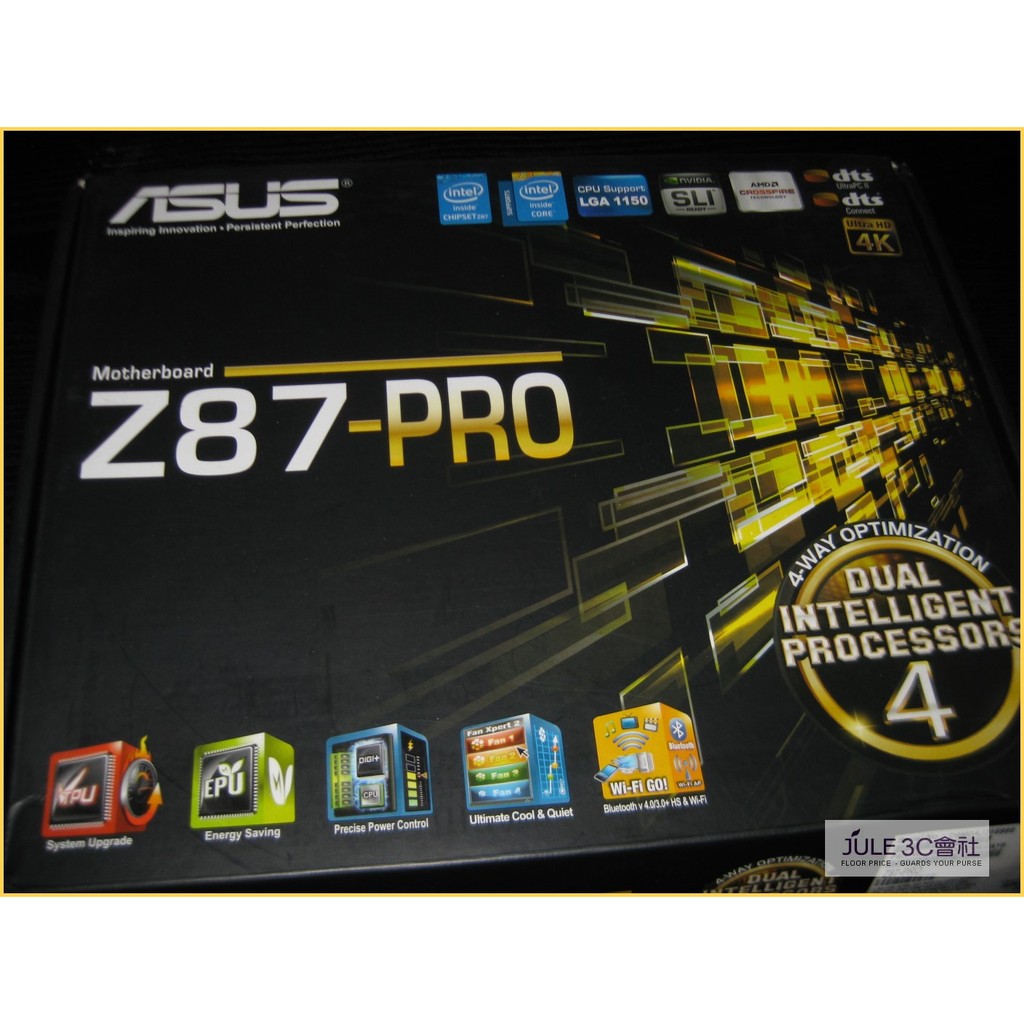 JULE 3C會社-華碩ASUS Z87-PRO Z87/DDR3/5X防護/4K HD/四方位優化/全新盒裝 主機板