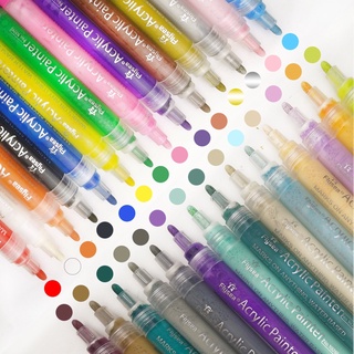 📝生活控📝 手帳筆《丙烯顏料筆 12色 24色套組》彩色馬克筆 金屬色壓克力顏料筆 馬克筆 麥克筆