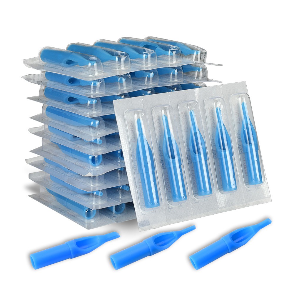 50 件裝紋身噴嘴頭藍色 3 RT DT FT Liner Shader 塑料紋身針管