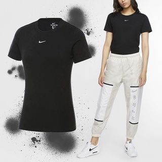 Nike 短袖 NSW 女款 黑 短T 棉質 基本款 小勾 刺繡 修身 【ACS】 CZ7340-011|