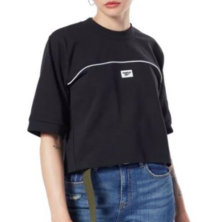 REEBOK CLASSICS LOGO TEE 女款 短版 休閒 T恤 百搭 經典 短袖T 純棉 黑色 EB5109