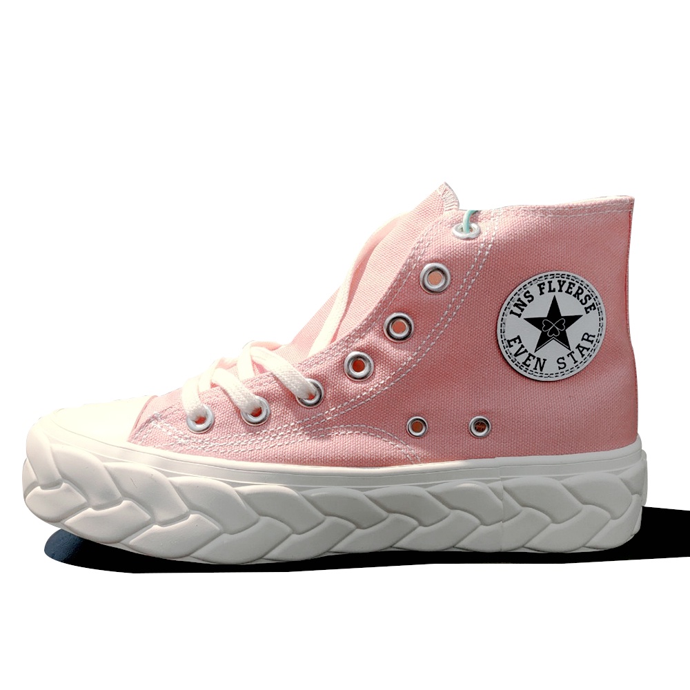 X-INGCHI 女餅乾高筒帆布鞋 粉紅 KAORACER X0673