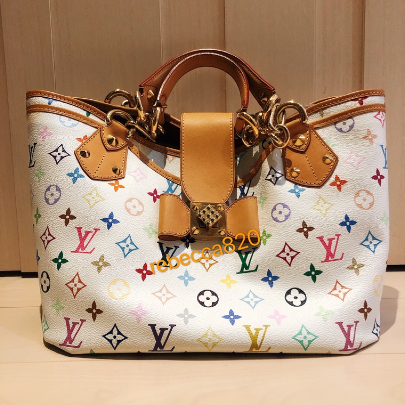 [絕版品]近全新LV白底彩色老花大肩背包Louis Vuitton Monogram Multicolor Annie