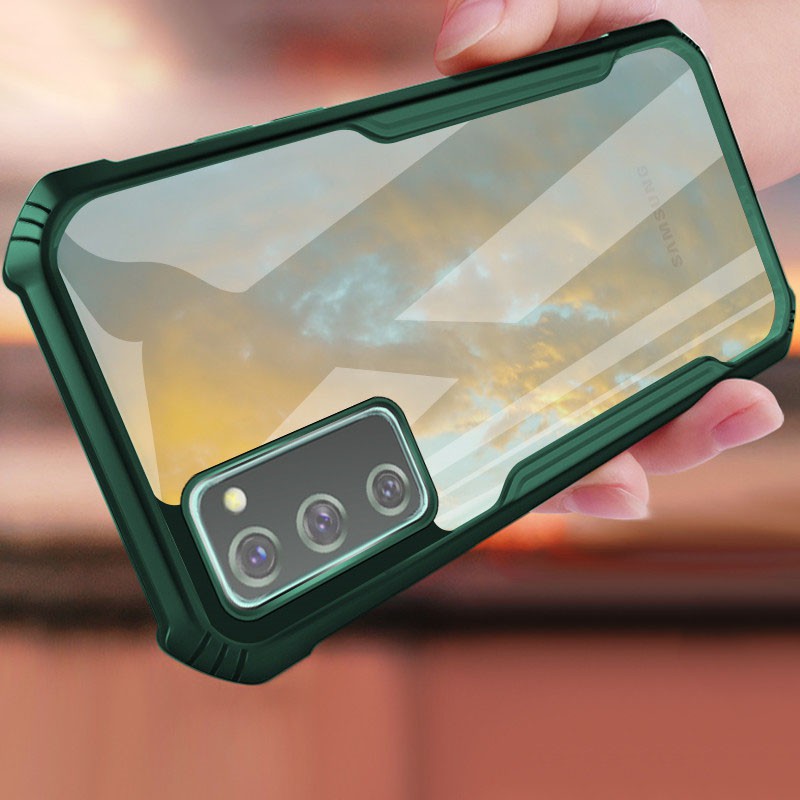 SAMSUNG 透明防震手機殼三星 Galaxy S20 Fe/S20 Lite 手機殼保護套保護氣囊保險槓透明保護殼保