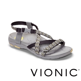 【VIONIC 法歐尼】Dorrin朵琳 易穿脫卡扣設計戶外輕量舒適涼鞋(灰黃 共1色)