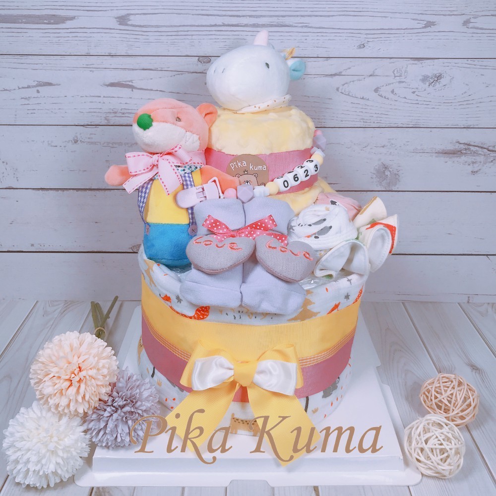 【Pika Kuma】皇家玫瑰獨角獸-尿布蛋糕、奶嘴鍊、滿月禮、彌月禮、生日禮、幫寶適