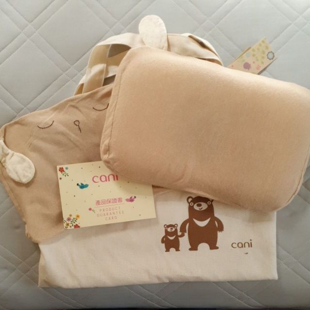 [二手]cani airwave 有機棉護頭枕 小狗款 兩枕套一枕心與全新購物袋