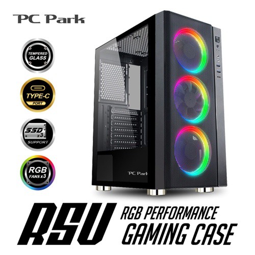 PC Park RSU 電腦機殼 電競機殼 ATX 2大3小 內附風扇3個 現貨 廠商直送