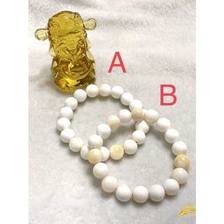 天然黃金硨磲圓珠手鍊，手圍15～15.5 cm