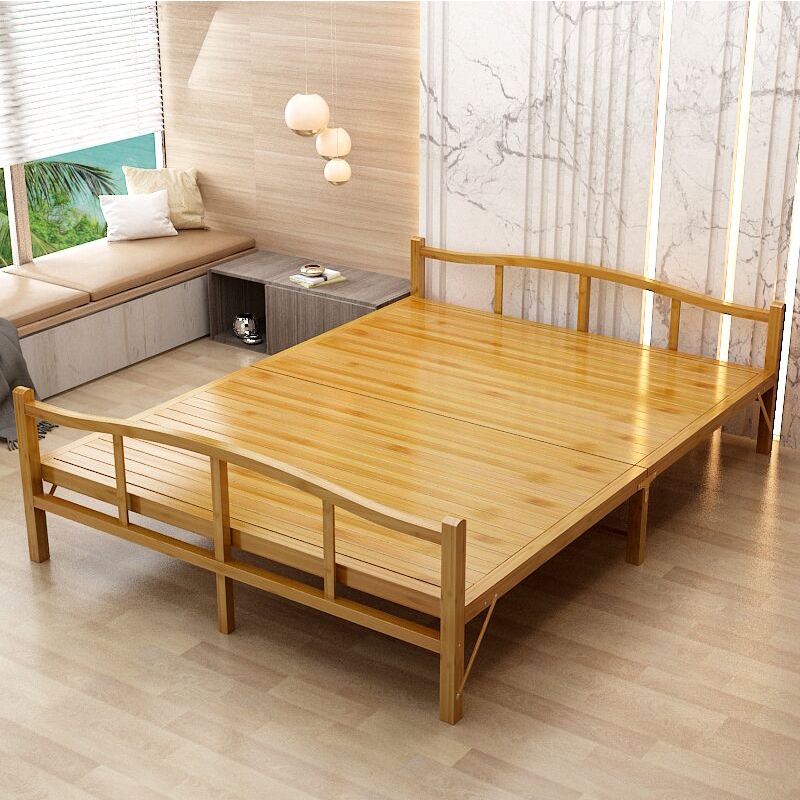 折疊床折疊床竹床1.2米單人1.5米雙人家用午休簡易便攜經濟型木板硬板床