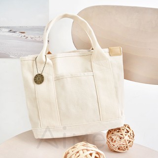 Aimee | 日系清新感米白色帆布多隔層收納手提包