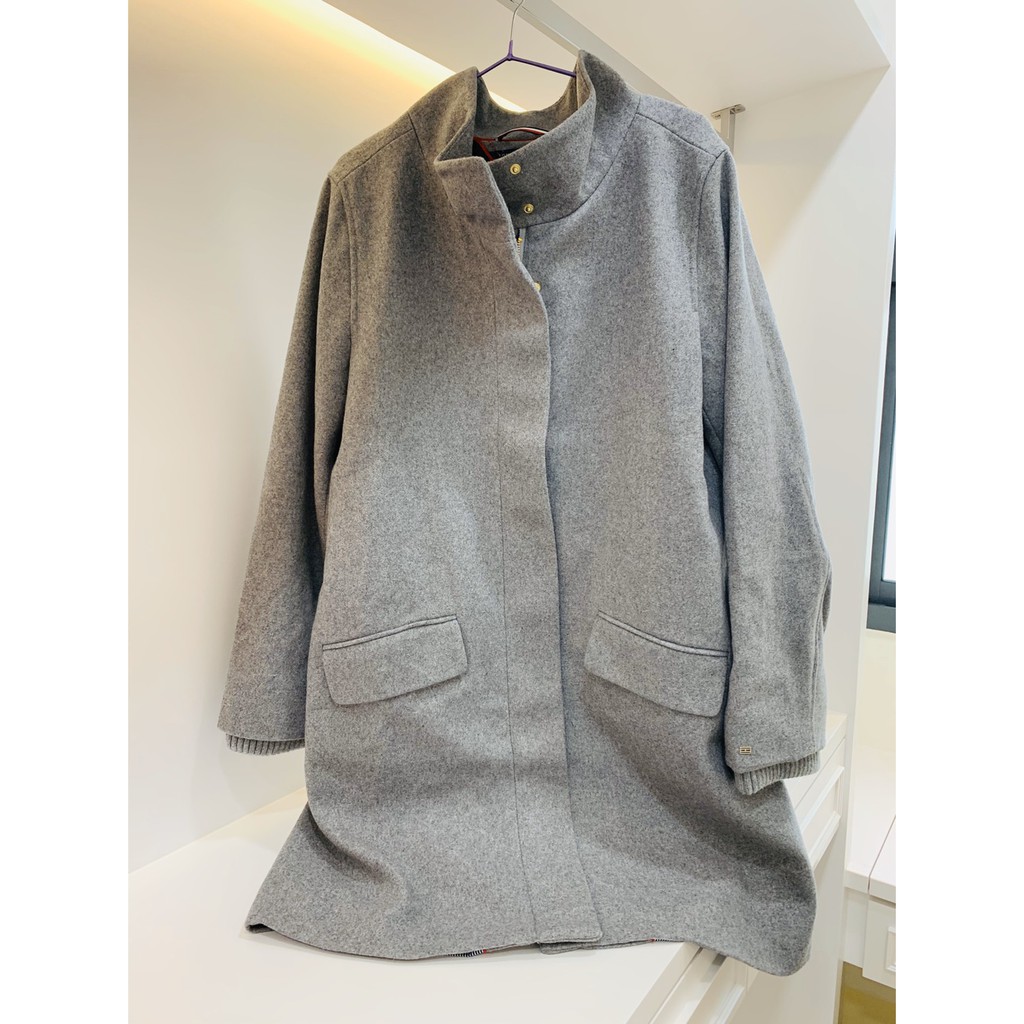 &lt;美國代購&gt;US Tommy Hilfiger 湯米 女版 灰色羊毛大衣 外套 全新含牌  大尺碼