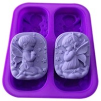 4孔 方形天使 天使祈禱 婚禮天使 方形模具 手工皂模具   矽膠模具 蛋糕模具 巧克力模具  烘焙模具 製冰盒