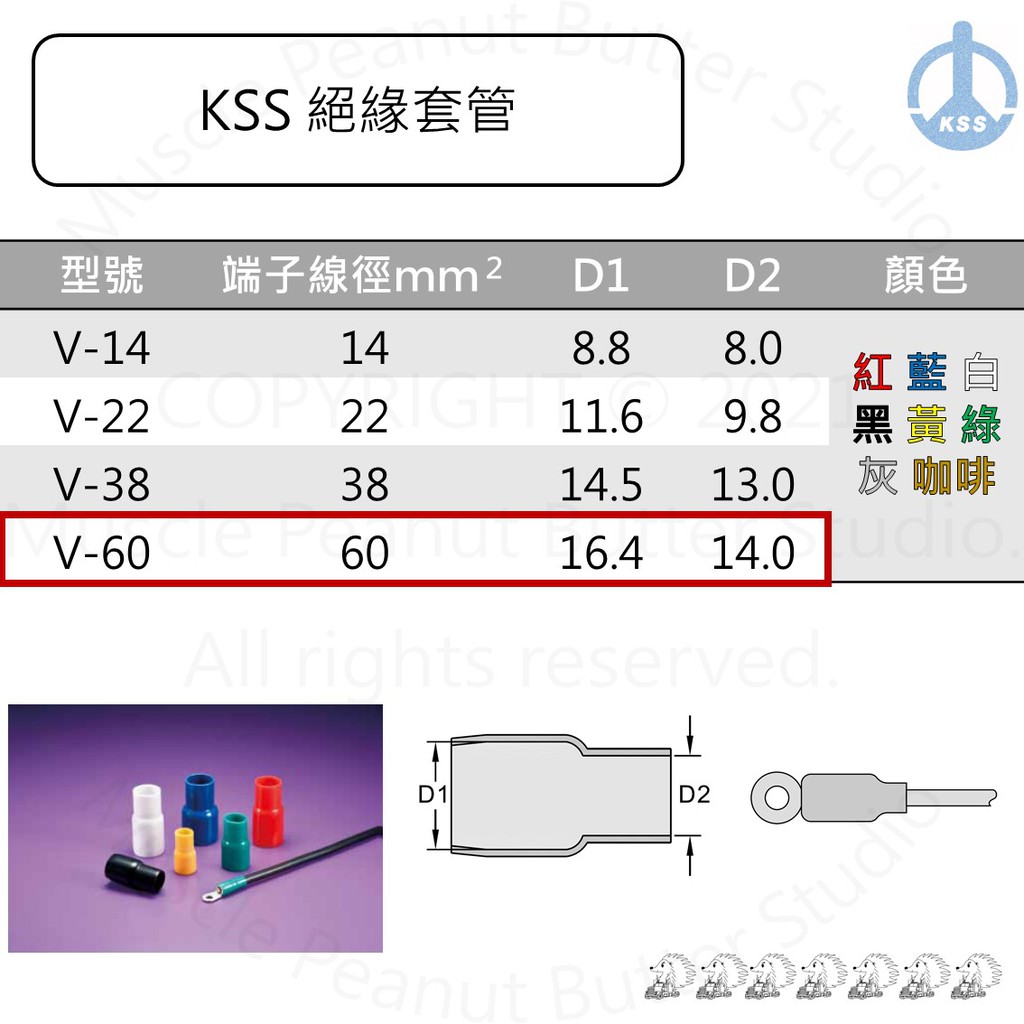 KSS 絕緣套管 V-60 端子 線夾 100pcs