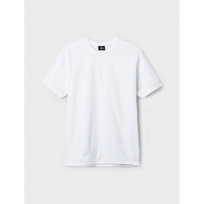 潮牌Stussy STOCK EMBROIDERED TEE 經典圓領白色短袖純棉T恤*M號
