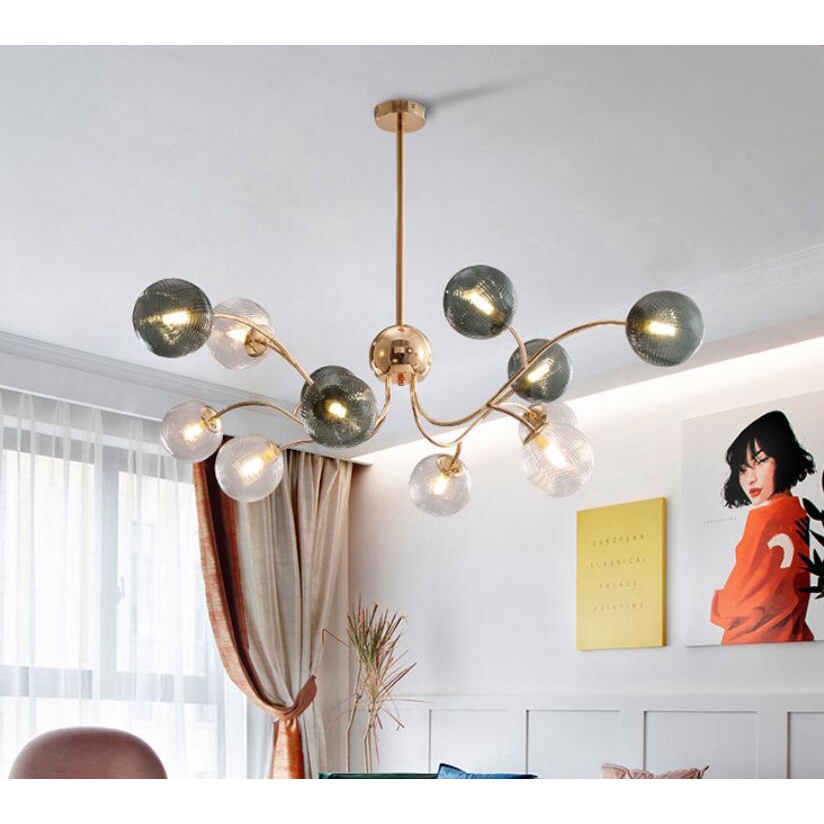 110V客廳吊燈現代簡約餐廳主臥室燈具拼色玻璃燈罩2022新款主廳燈輕奢