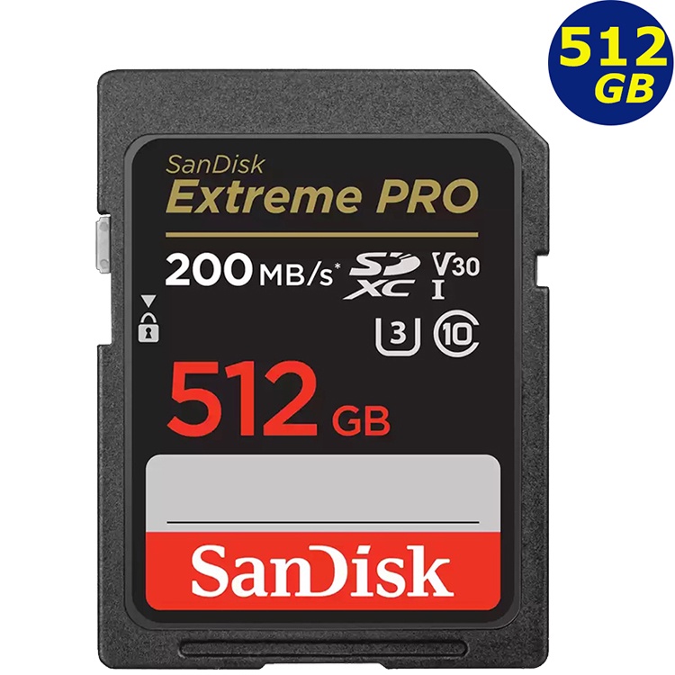 SanDisk 512GB 512G SDXC 200MB/s Extreme Pro SD 4K V30 儲存裝置