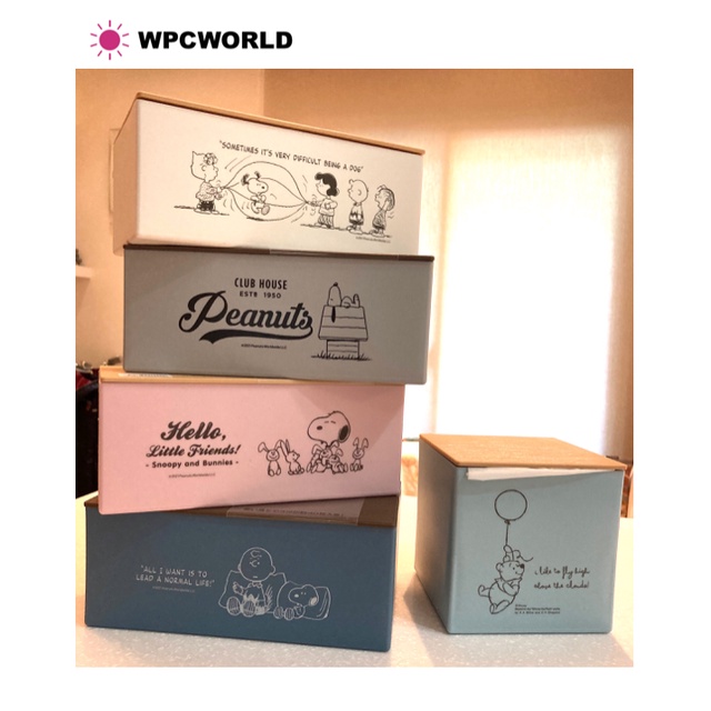 日本進口  日本製 正版 史努比 史奴比 維尼 winnie snoopy 口罩盒 衛生紙盒  多功能盒 收納盒