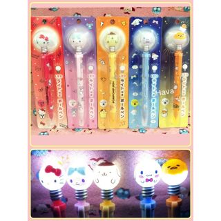 💄現貨💄發光Led燈泡自動原子筆 hello Kitty 美樂蒂 布丁狗 大耳狗 蛋黃哥