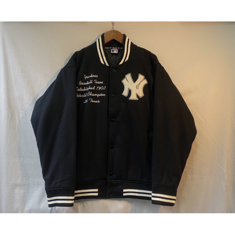 《舊贖古著》MLB Yankees 洋基隊 棒球外套 羊毛 內裏鋪棉 長袖 古著 vintage