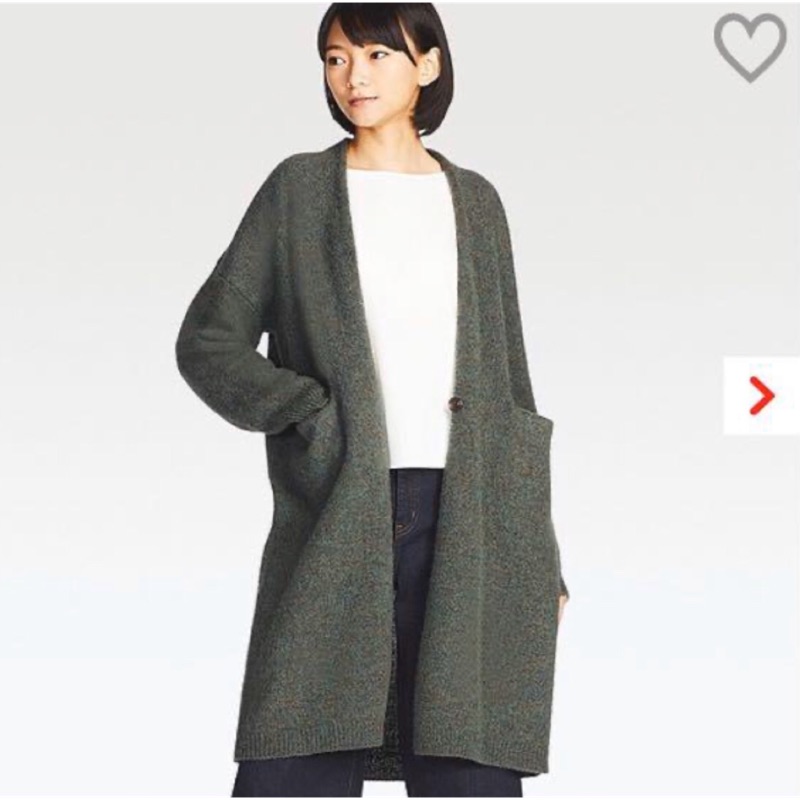 Uniqlo 羊毛混紡墨綠色大衣（全新/原價1490）