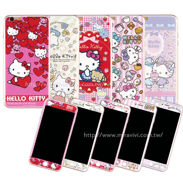 【Sanrio 】iPhone 6/6s 雙面強化玻璃彩繪保護貼-KITTY