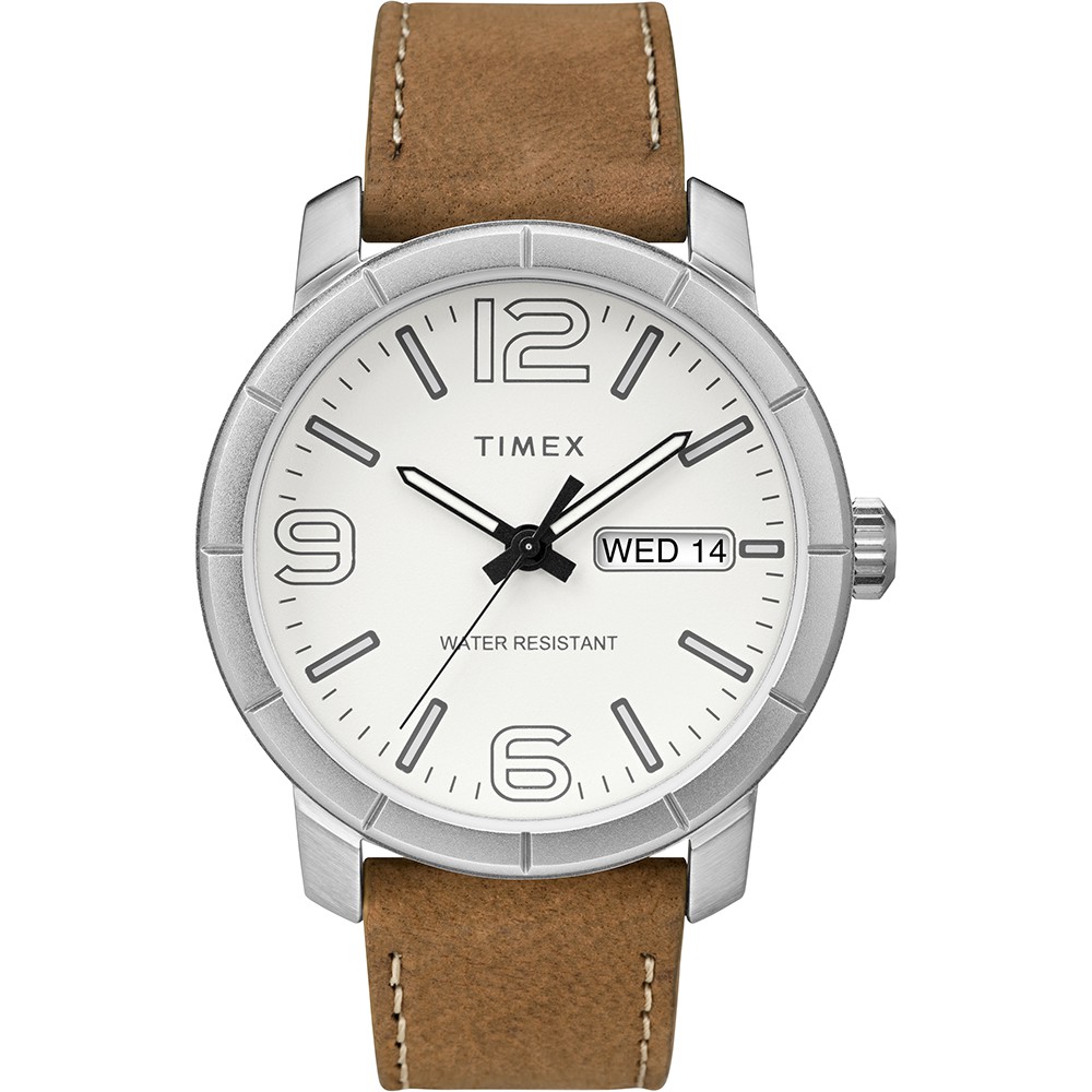 【TIMEX】天美時 風格系列 經典潮流大數字手錶(白/棕色TXTW2R64100)