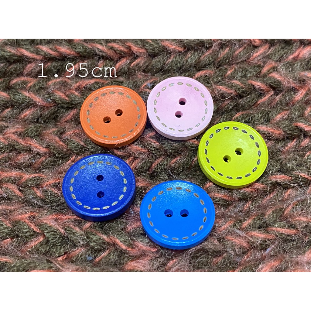 木製彩色圓形鈕扣配件手創材料批發 DIY 虛線 配件 單個