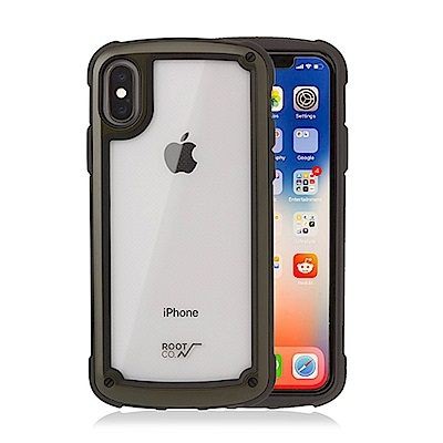 ROOT CO. iPhone XS/X Gravity Pro 抗衝擊軍規保護殼 軍綠色 透明