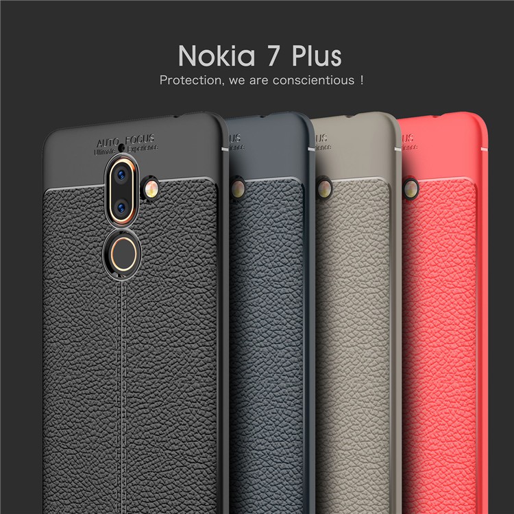 軟套【geek3c】Nokia 7 Plus 皮紋 荔枝紋 TPU 軟套保護套 黑紅藍灰4色 ku
