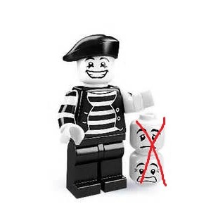 默劇演員 黑白 少圖中兩顆頭 8684 第二代人偶包 全新未使用 附底版 LEGO 樂高