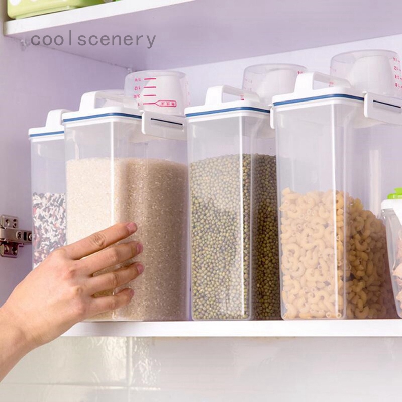 新款 廚房雜糧密封罐食品收納盒 透明乾貨儲物罐手提米桶帶蓋防蟲儲米箱