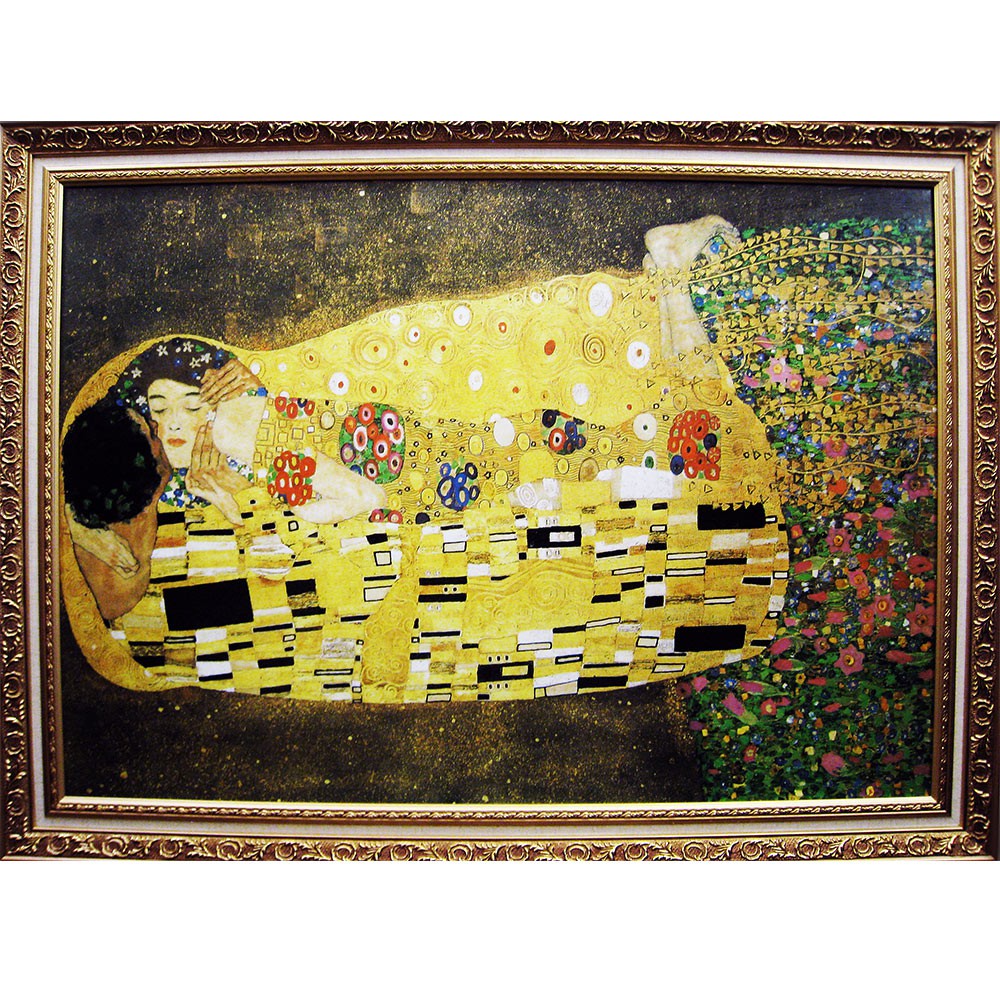 Kiss 吻 Klimt克林姆之世界名畫 掛畫 油畫 複製畫 大幅 100x73cm