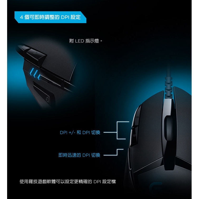 Logitech 羅技g402 遊戲光學滑鼠電競滑鼠有線usb 10m 0 100dpi 6鍵黑 Beecost