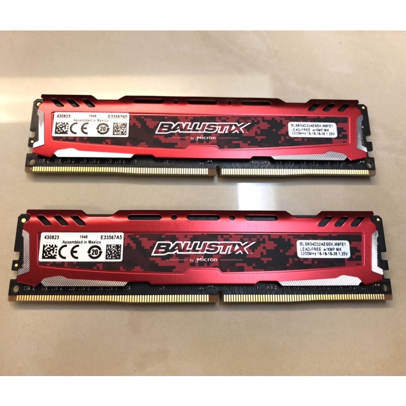 美光 Crucial Ballistix Sport LT競技版 16GB (8Gx2) 雙通道DDR4-3200 紅色