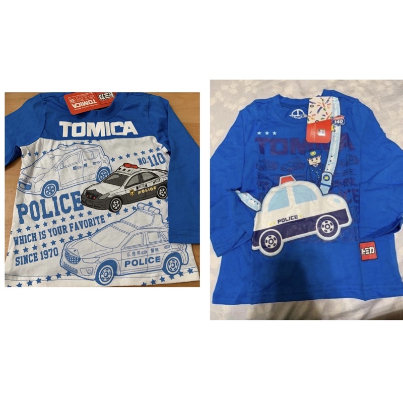 拍手 puzzle 全新 促銷 多美  2件一組 tomica 2 90-100cm正版授權 警車純棉薄長上衣