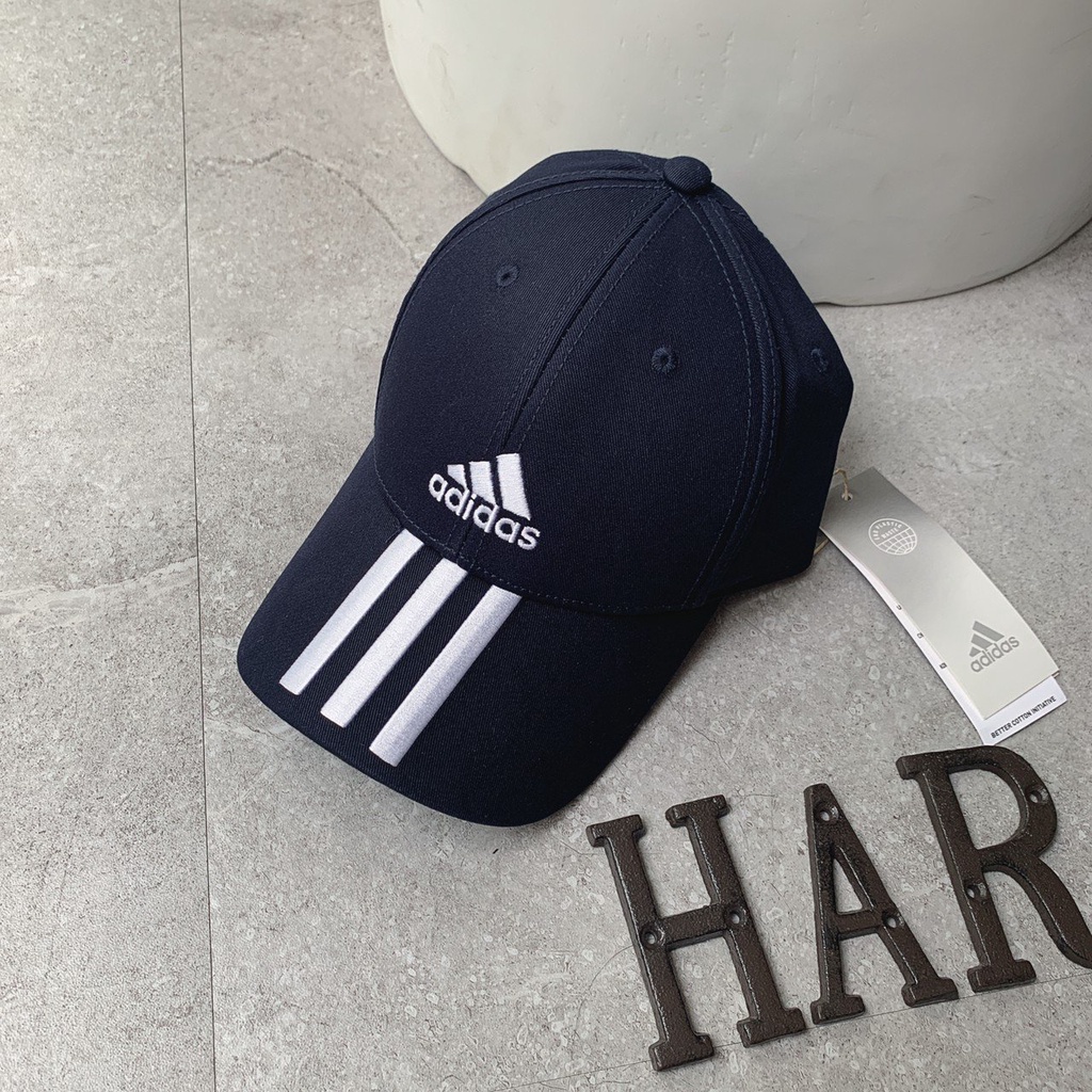 [海鹿馬] ADIDAS 愛迪達 帽子 棒球帽 運動帽 三線 深藍色 挺版 (這個顏色有短袖套裝)