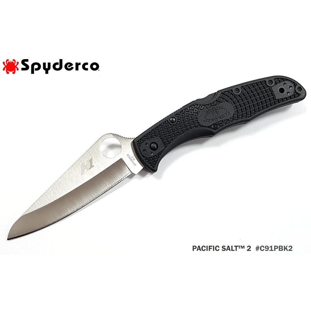 Spyderco Pacific Salt 2 黑frn炳全刃潛水折刀 H1鋼 蝦皮購物