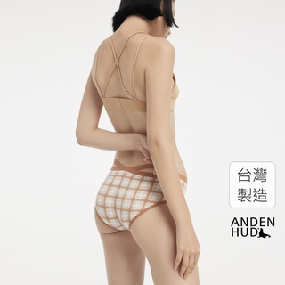 【Anden Hud】沐秋紛旅．交叉美臀中腰三角內褲(焦糖橘-野餐格) 台灣製